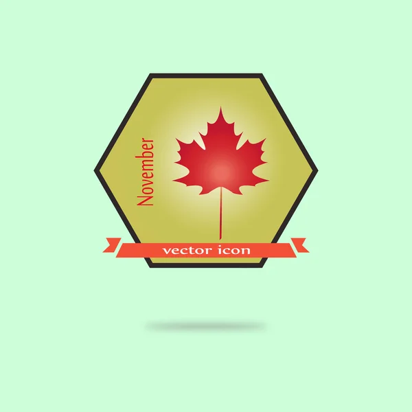 Maple leaf  in the hexagon — Stock Vector