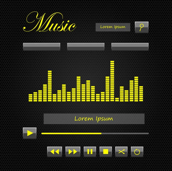 Music player with a bright yellow color — Stock Vector