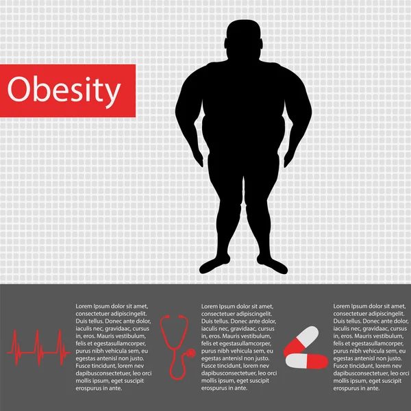 Obesidad hombre info gráficos — Archivo Imágenes Vectoriales