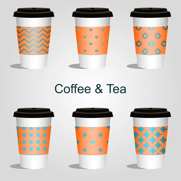 Xícaras de café e chá — Vetor de Stock