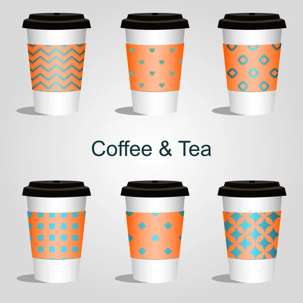 Coffee and tea cups — Stock Vector