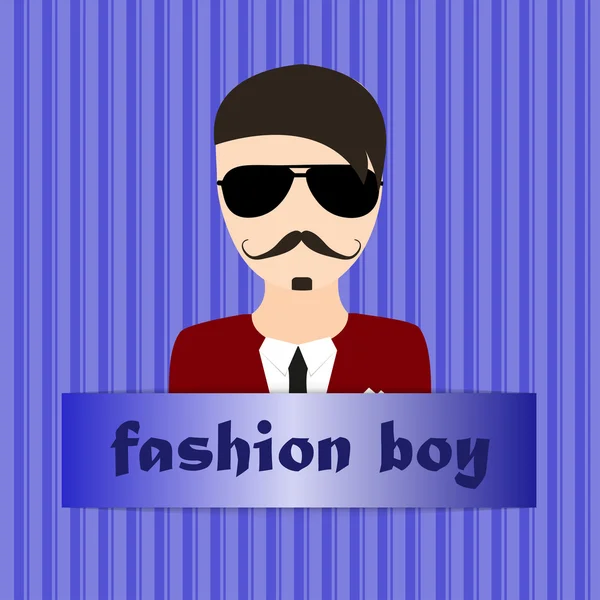 Hipster chico de moda — Vector de stock