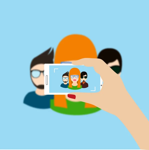 Amigos foto smartphone — Vector de stock