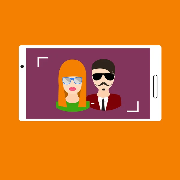 Pareja amorosa Selfie — Vector de stock