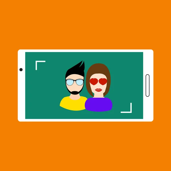 Pareja amorosa Selfie — Vector de stock