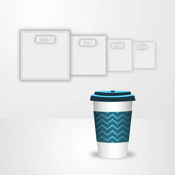 Infográficos de negócios com uma xícara de café de papel —  Vetores de Stock