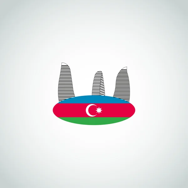 Alev Kuleleri Bakü ve Azerbaycan bayrağı