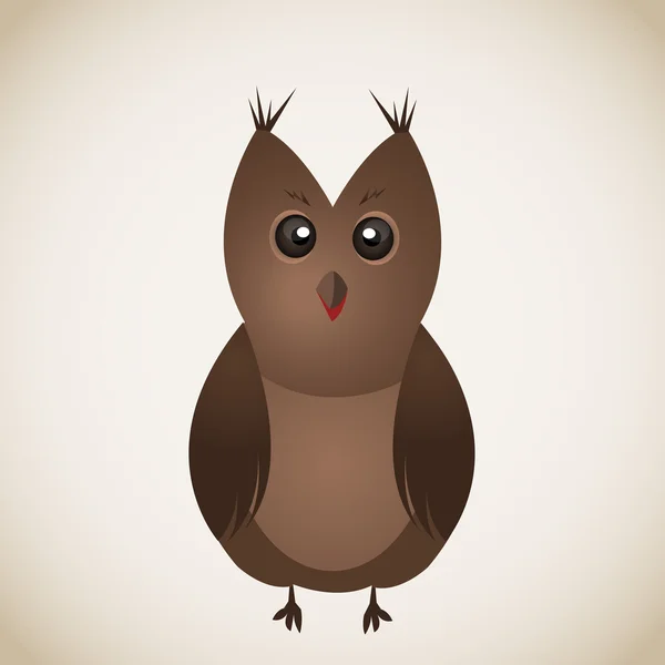 Hibou brun dessin animé — Image vectorielle