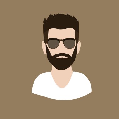 Hipster with beard, mustache and sunglasses
