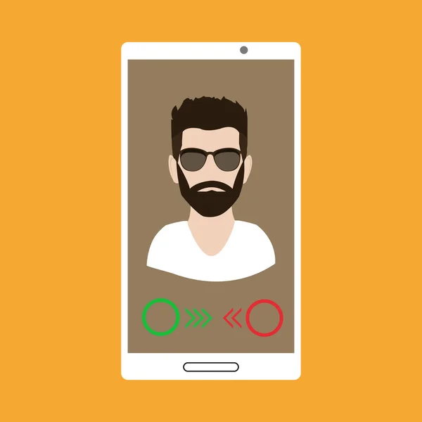 Guy on phone screen — Stock Vector