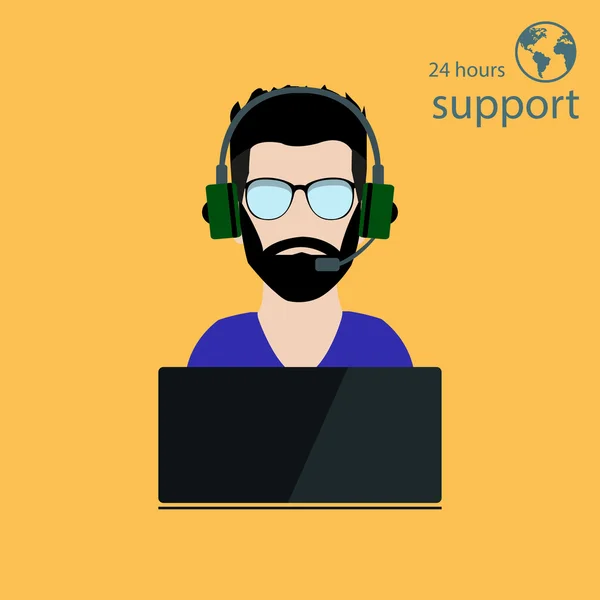 Call center operator man icon — Stock Vector