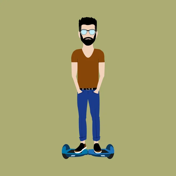 Hombre en scooter eléctrico auto-equilibrado — Vector de stock