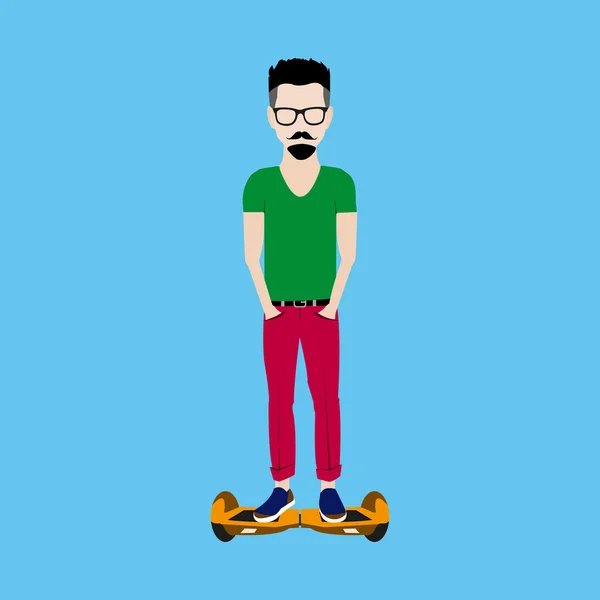 自平衡电动滑板车上的人 — 图库矢量图片