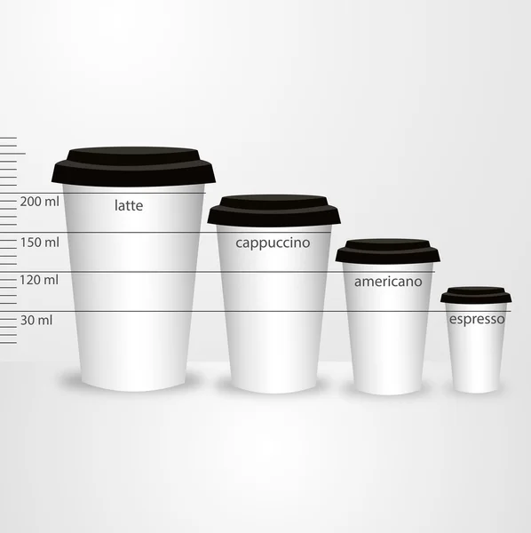 Tasses à café en plastique à emporter — Image vectorielle