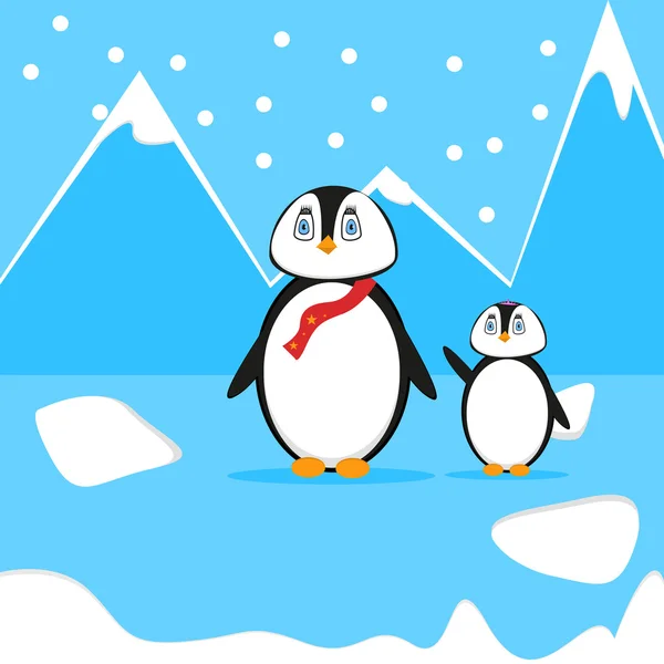 Divertidos pingüinos de dibujos animados — Vector de stock