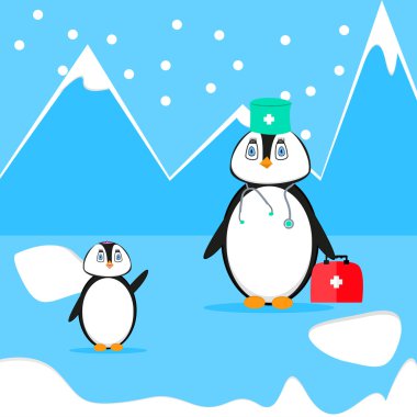 Penguen karikatür doktor