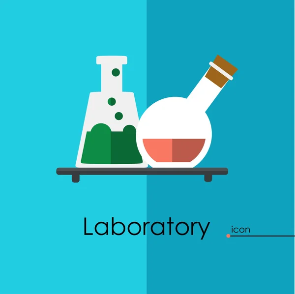 Laboratory flasks with reagents — Stock Vector