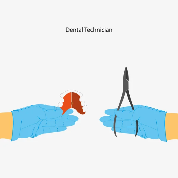 Mãos de técnico dentário —  Vetores de Stock