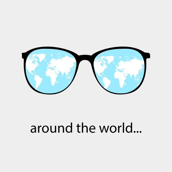 Around the world glasses — Stock Vector