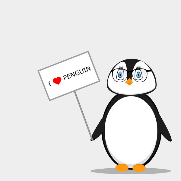 I love cartoon Penguin — Stock Vector