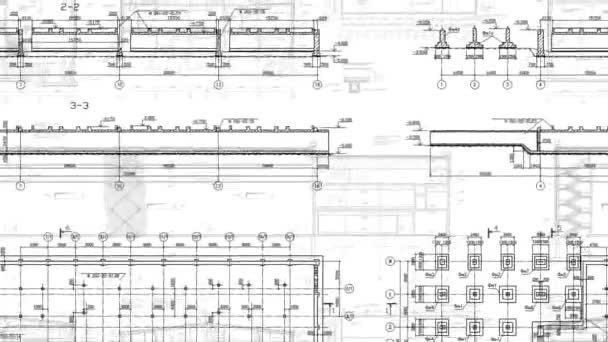 Construction Drawings Looped Background — Stock Video