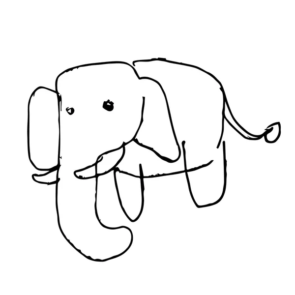 Garabato de elefante dibujado a mano — Archivo Imágenes Vectoriales