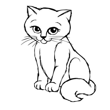 Kedi yavru kedi elle çizilmiş