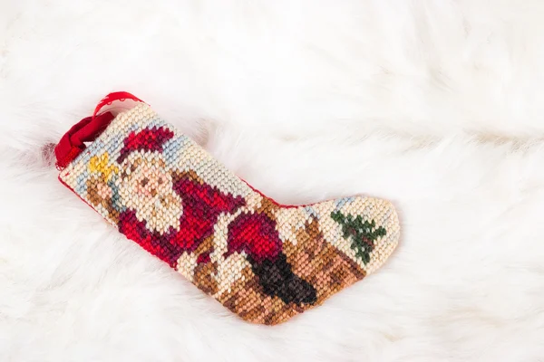 Christmas cross stitch stocking — Stock Photo, Image