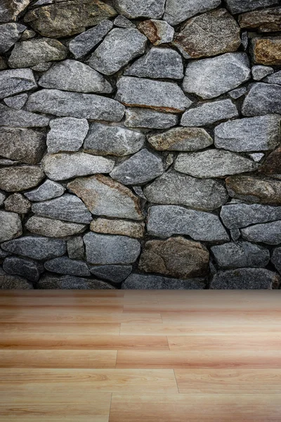 Pared de piedra y suelo de madera —  Fotos de Stock