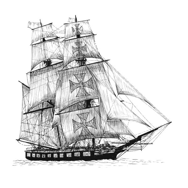 Bateau Columbus dessiné à la main — Image vectorielle