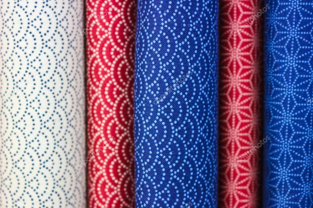 Rolls of colorful fabric 