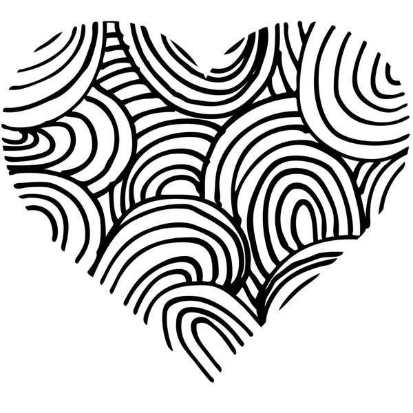 Doodle abstract hand drawn pattern heart shaped — Stock Vector