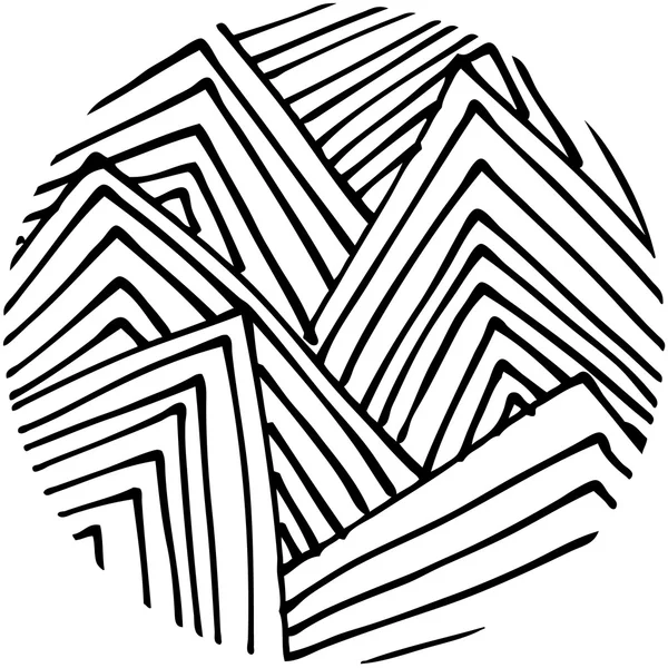 Doodle mão abstrato desenhado círculo padrão em forma — Vetor de Stock