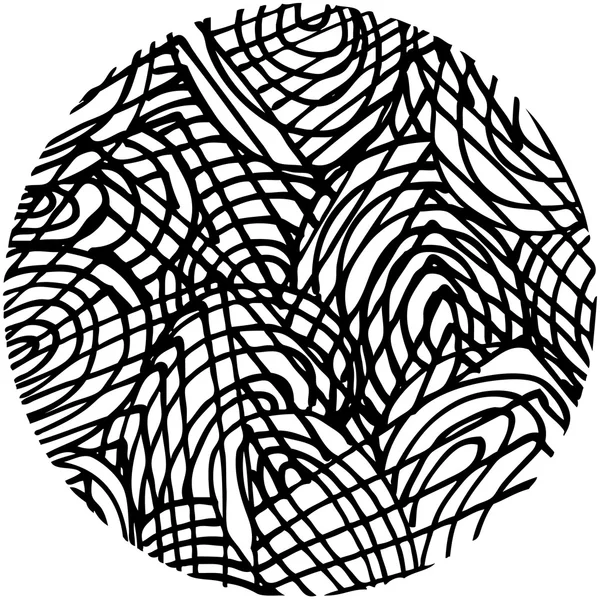 Doodle mão abstrato desenhado círculo padrão em forma — Vetor de Stock
