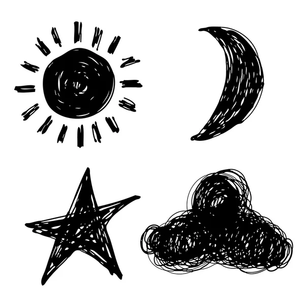 Gökyüzü simgesi doodle elle çizilmiş — Stok Vektör