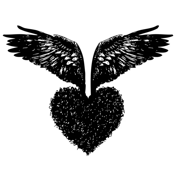 De coeur avec des ailes d'ange — Image vectorielle