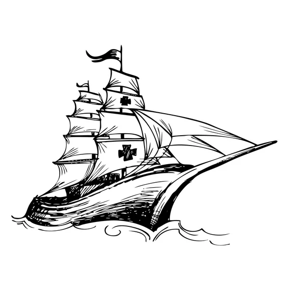 Columbus nave disegnata a mano — Vettoriale Stock