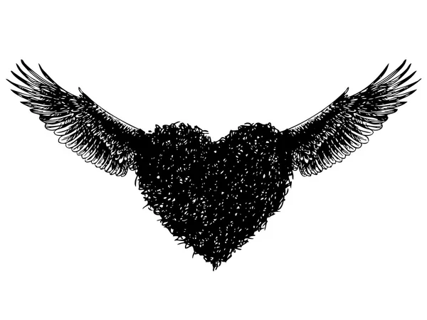 Coeur avec des ailes d'ange — Image vectorielle