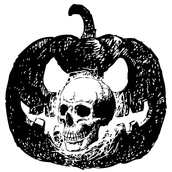 Skull and carving pumpkin — Stock Vector