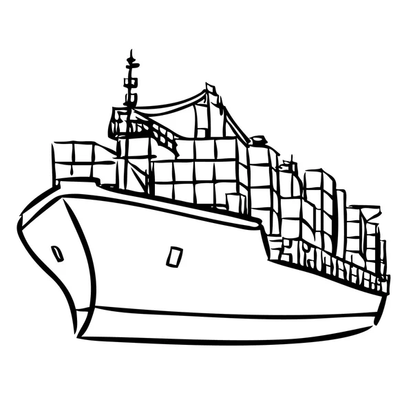 Navire cargo avec conteneurs — Image vectorielle