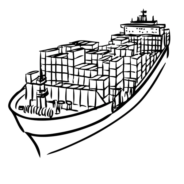 Φορτηγό πλοίο με εμπορευματοκιβώτια — Διανυσματικό Αρχείο