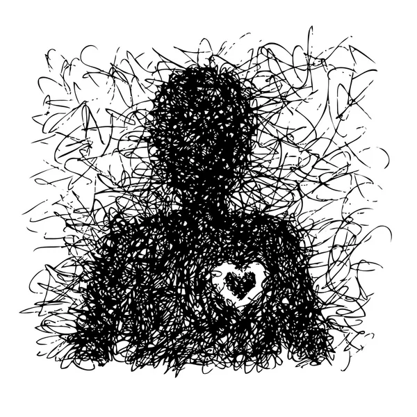 抽象的单身男人的心 — 图库矢量图片