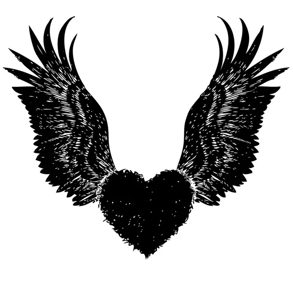 Coração com asas de anjo — Vetor de Stock