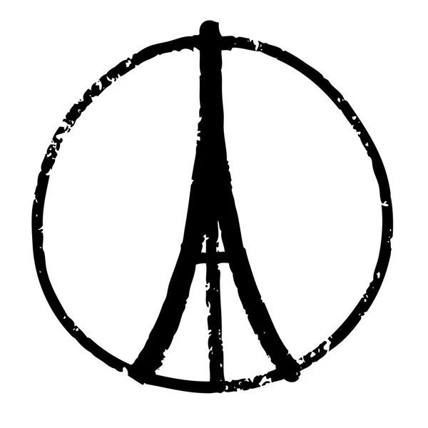 에펠 탑, 평화 기호 아이콘, — 스톡 벡터