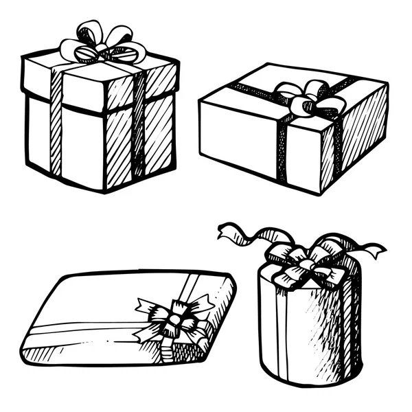 Sot de grunge cutii cadou de Crăciun — Vector de stoc