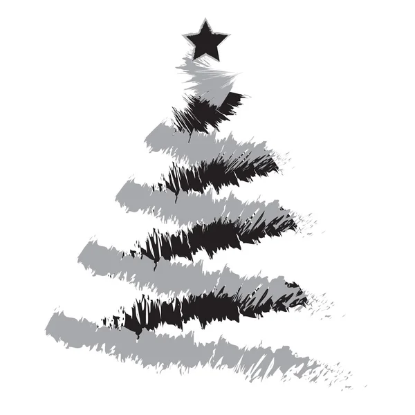 FreeHand illustratie van grunge kerstboom — Stockvector