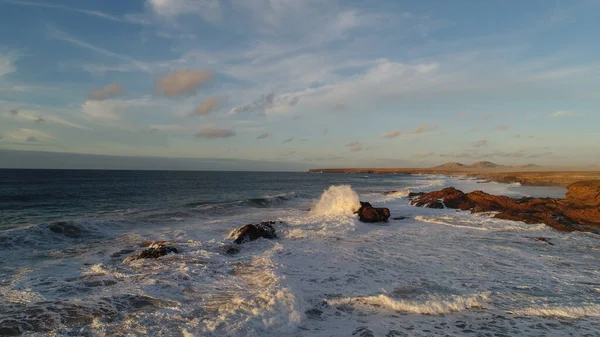 Coucher Soleil Sur Littoral Avec Ses Falaises Ses Couleurs Mer — Photo