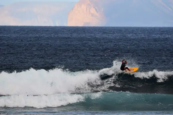 Surfování Perfektní Vlny Kanárských Ostrovech — Stock fotografie