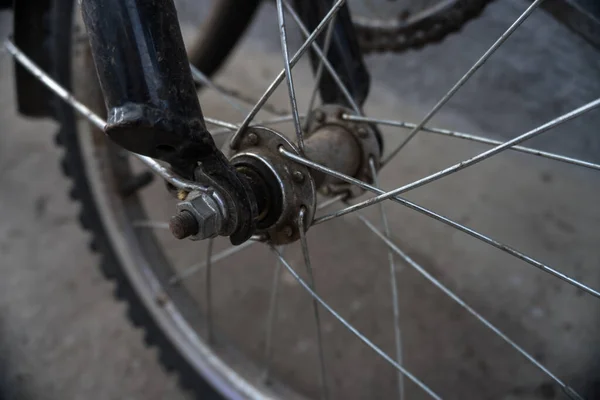 Bicicleta Rodas Velhas Detalhe — Fotografia de Stock
