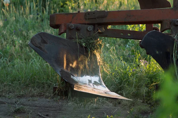 Tractor Plows Field Summer Harvest Fall Prepare Next Year — Stock Photo, Image